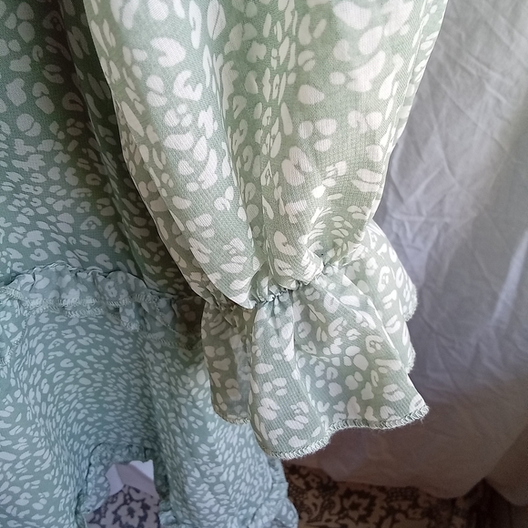 Source Unknown Light Sage Green Ruffle Midi Dress - Picture 5 of 8